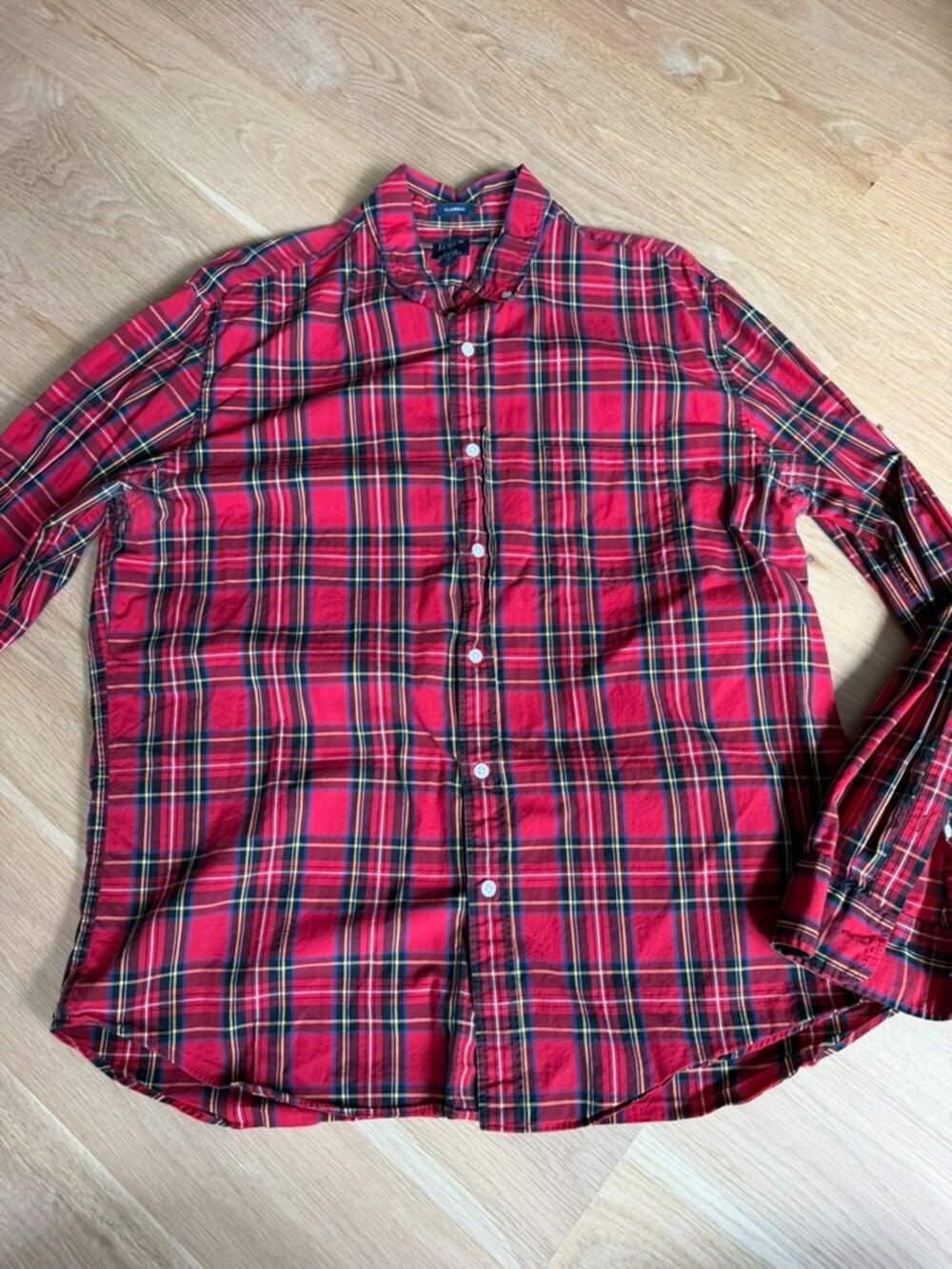 J Crew Royal Stewart tartan red plaid shirt XL